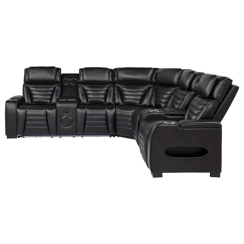 Zuma 3-Piece Dual Power Faux Leather Reclining Sectional Sofa Black