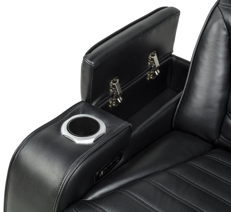 Zuma 3-Piece Dual Power Faux Leather Reclining Sectional Sofa Black