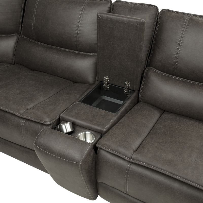 Marcell 7-Piece L-Shaped Power Reclining Sectional with Dual Consoles Grey